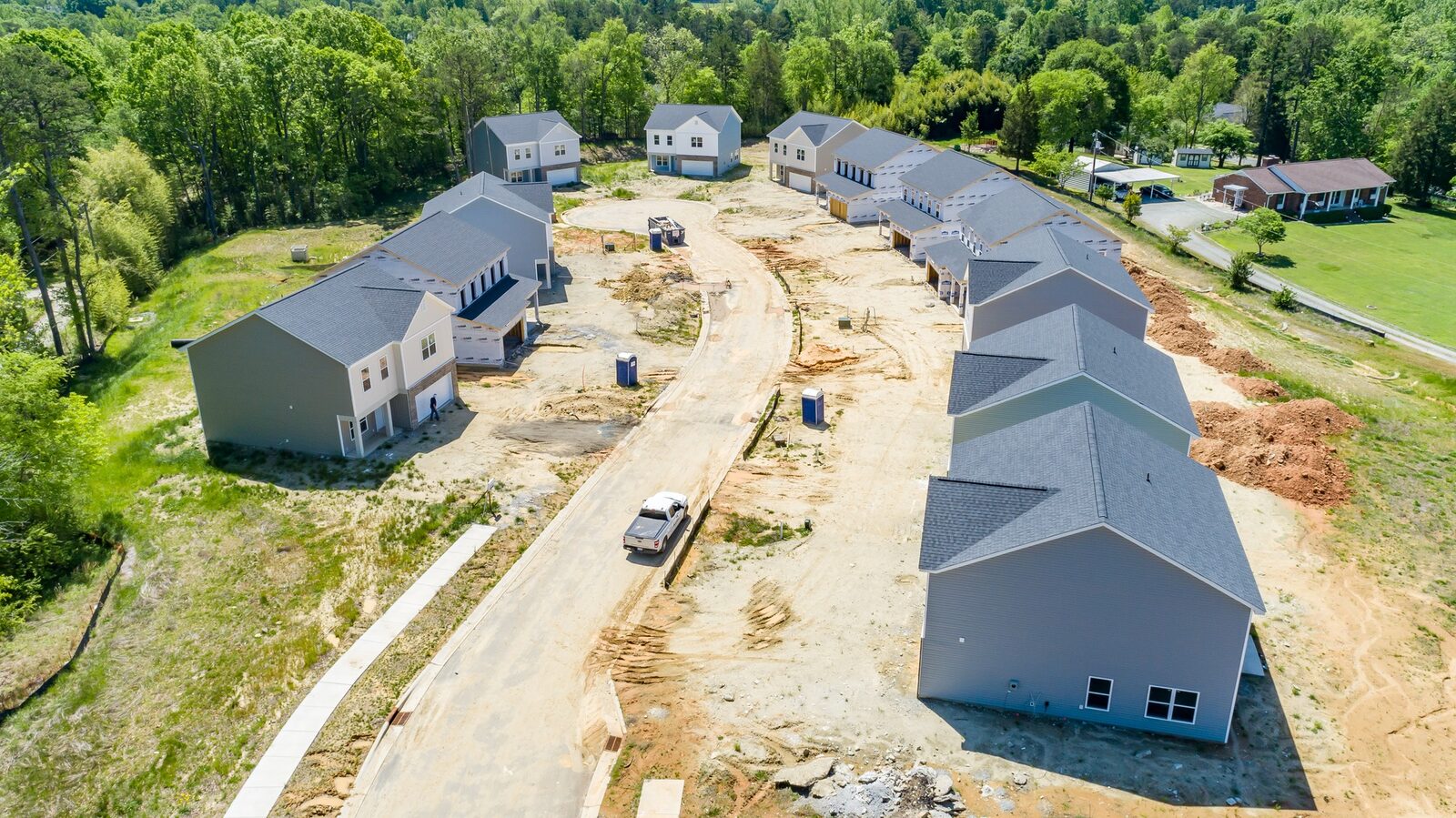 Aerial view of a DanReDev build-to-rent community under construction