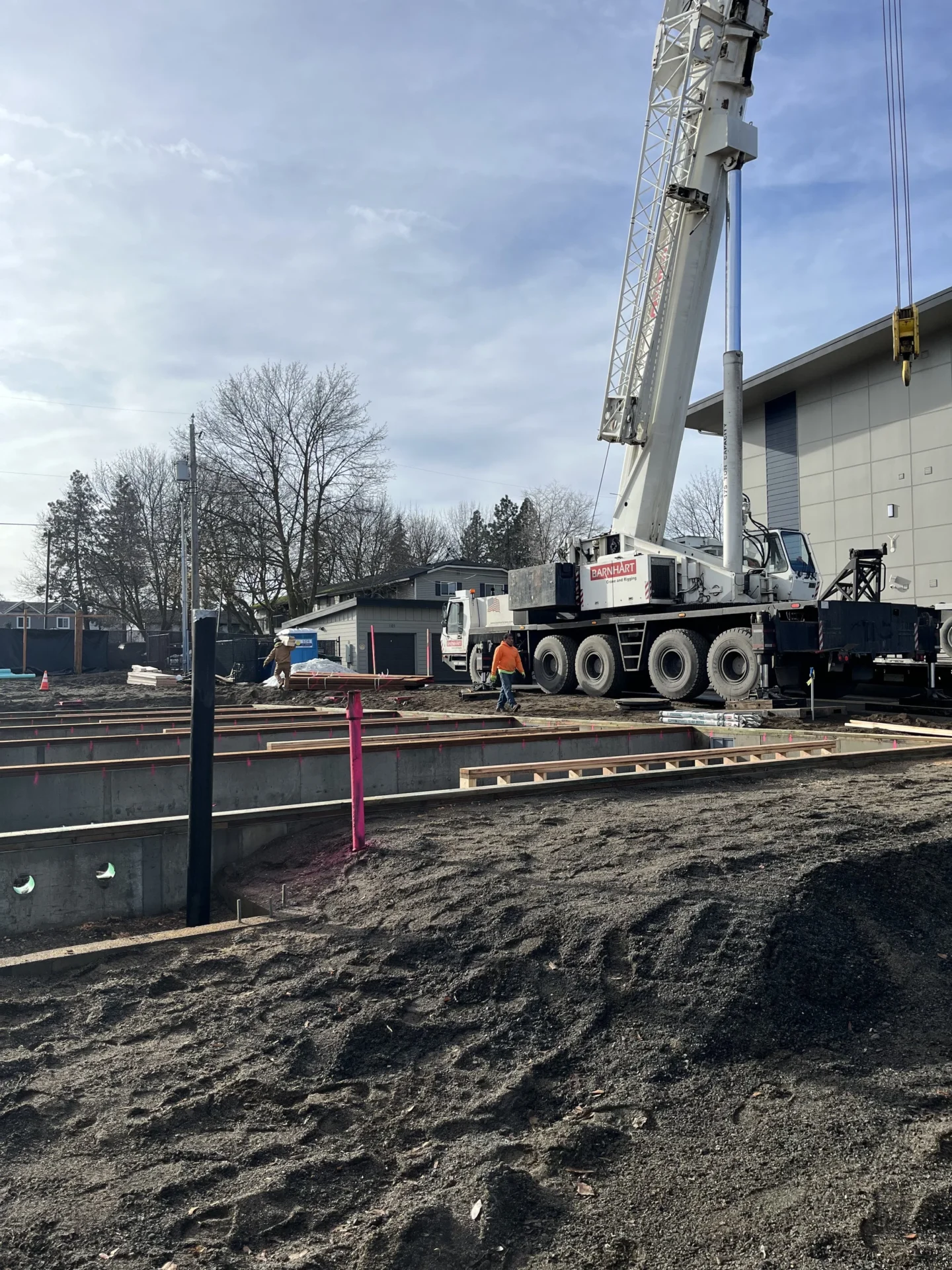Modular units being set on-site for a DanReDev project