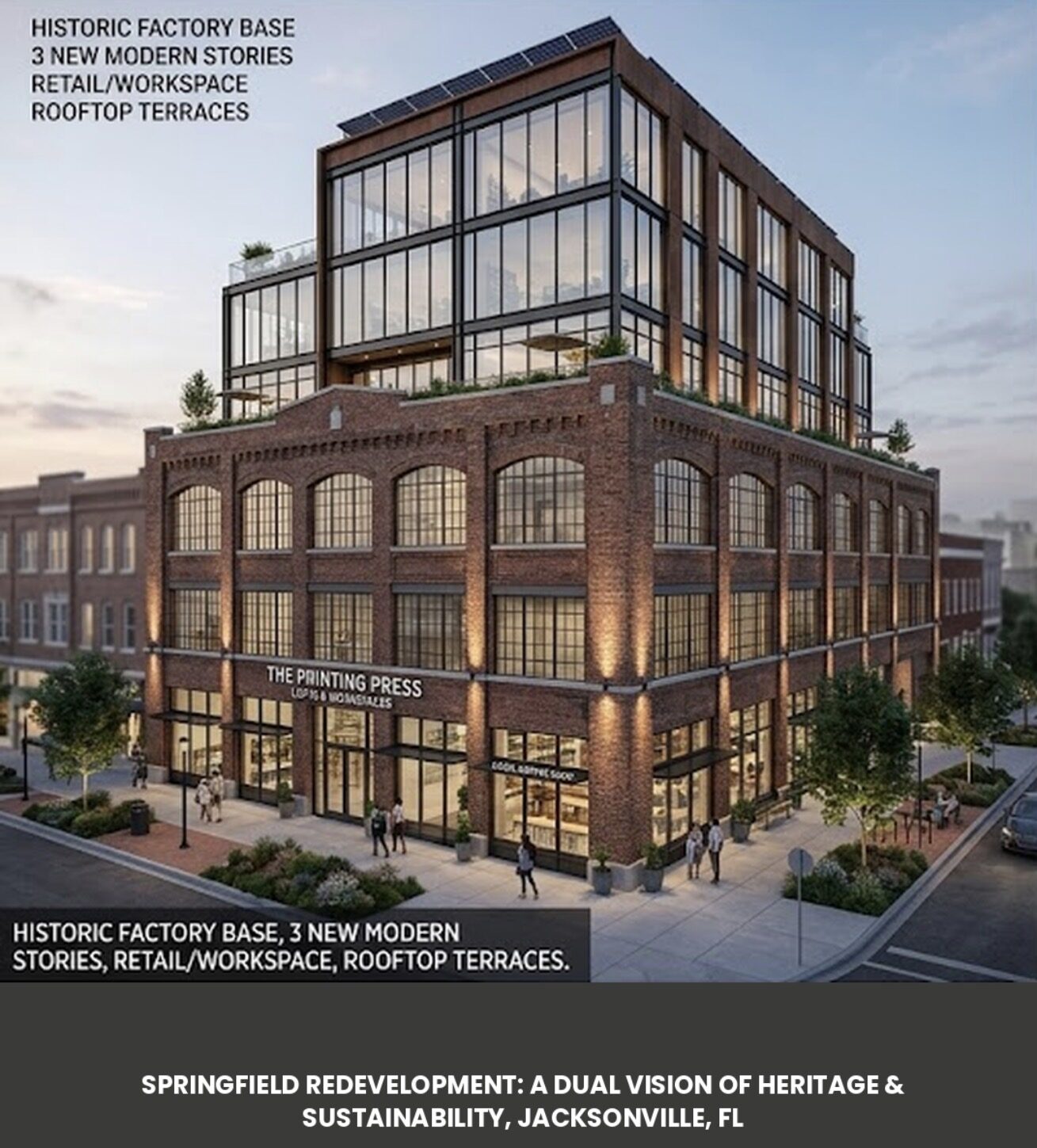 Architectural rendering of a DanReDev redevelopment project, adaptive reuse of a historic factory building