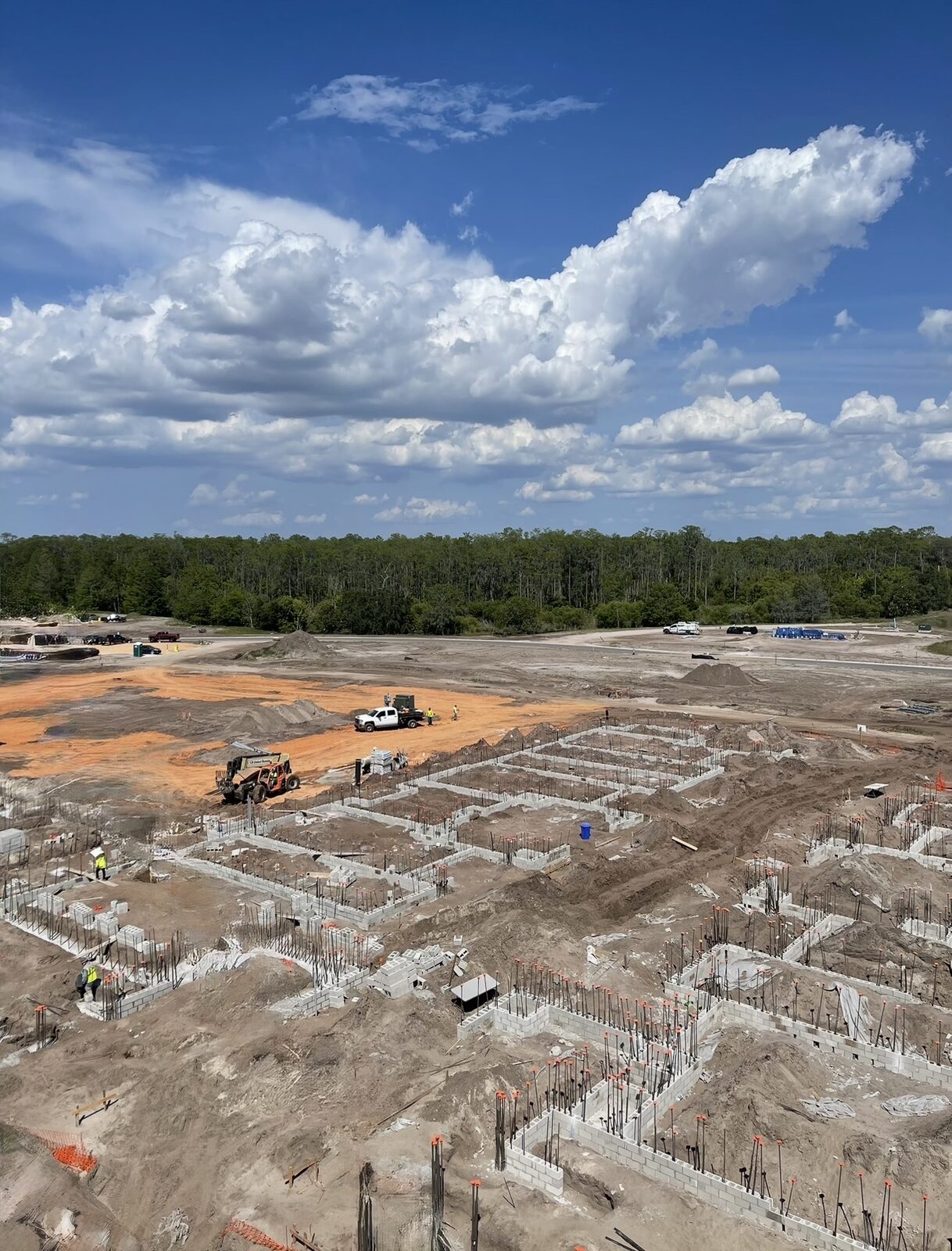 Aerial view of an affordable housing development under construction