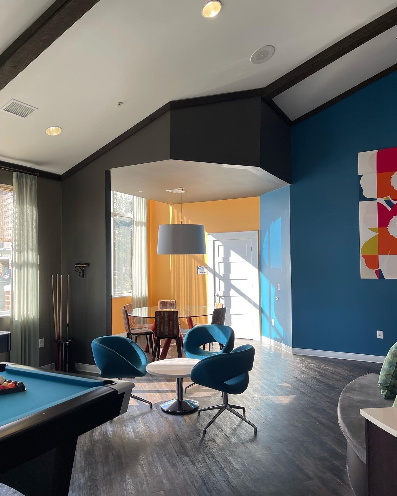 A clubhouse lounge at a completed Kaufman Development property