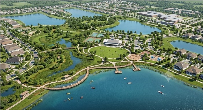 Illustrative concept imagery, wetland trail and water amenity network, Sarasota masterplanned community