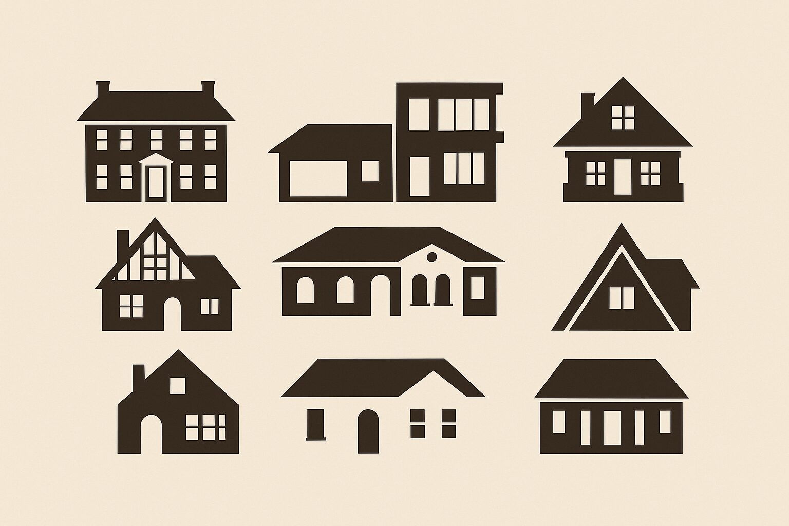 Various house styles illustration