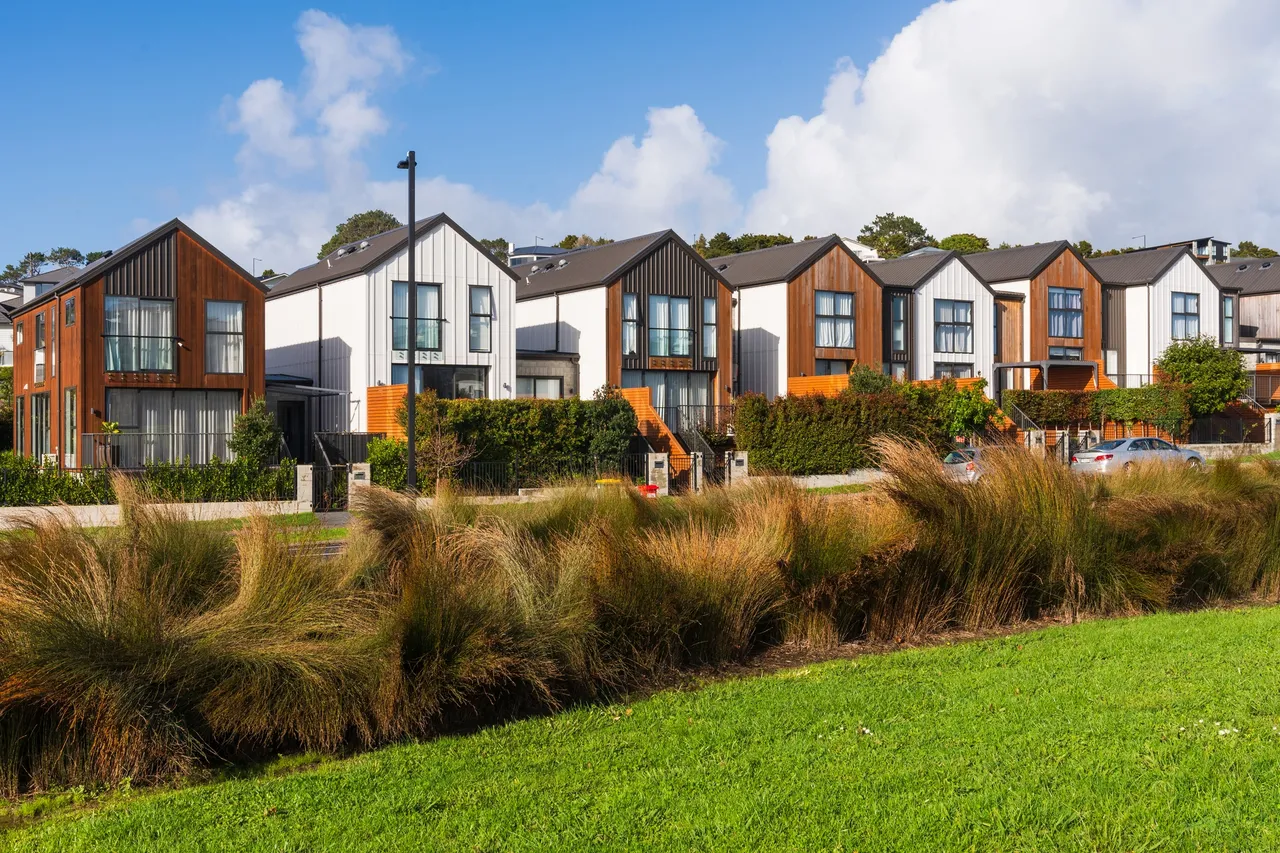 Row of stylish suburban houses