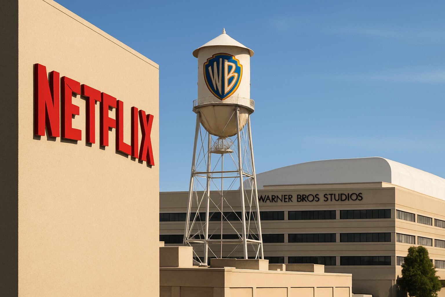 Netflix and Warner Bros. Studios buildings