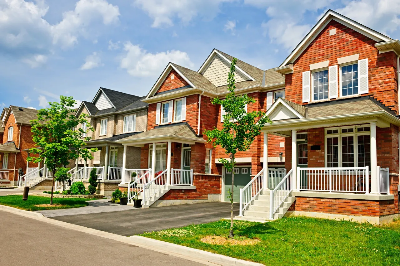 Residential neighborhood with brick homes