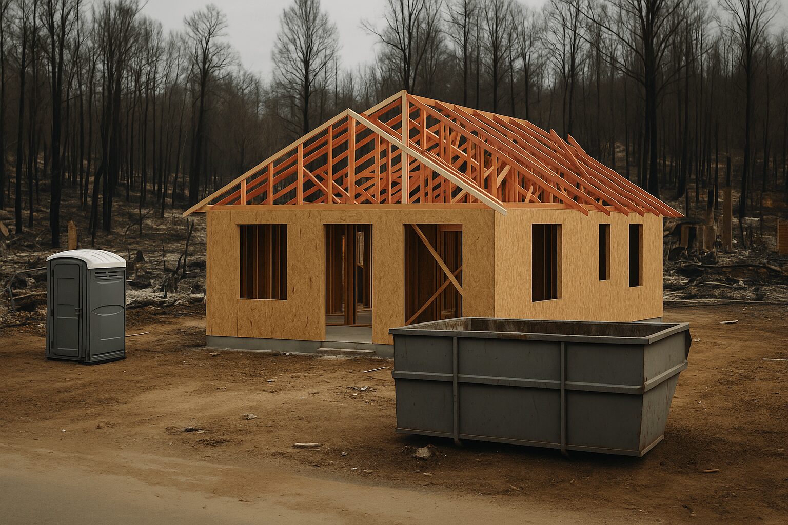 House under construction in forest area