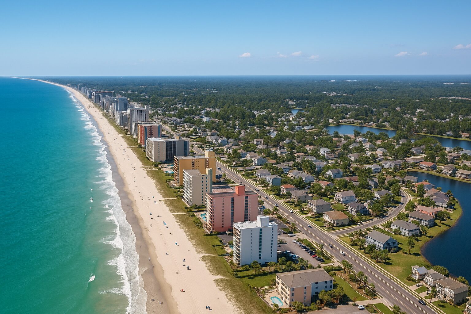 Beachfront cityscape with high-rise buildings