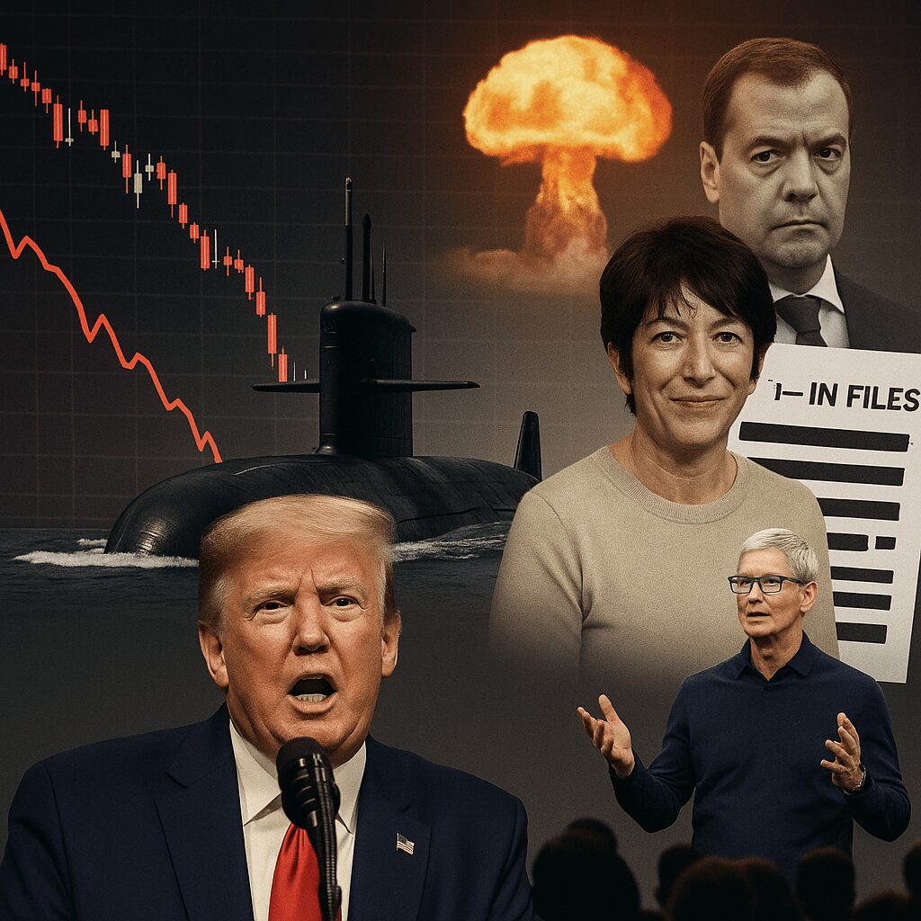 Public figures with a backdrop of chaos