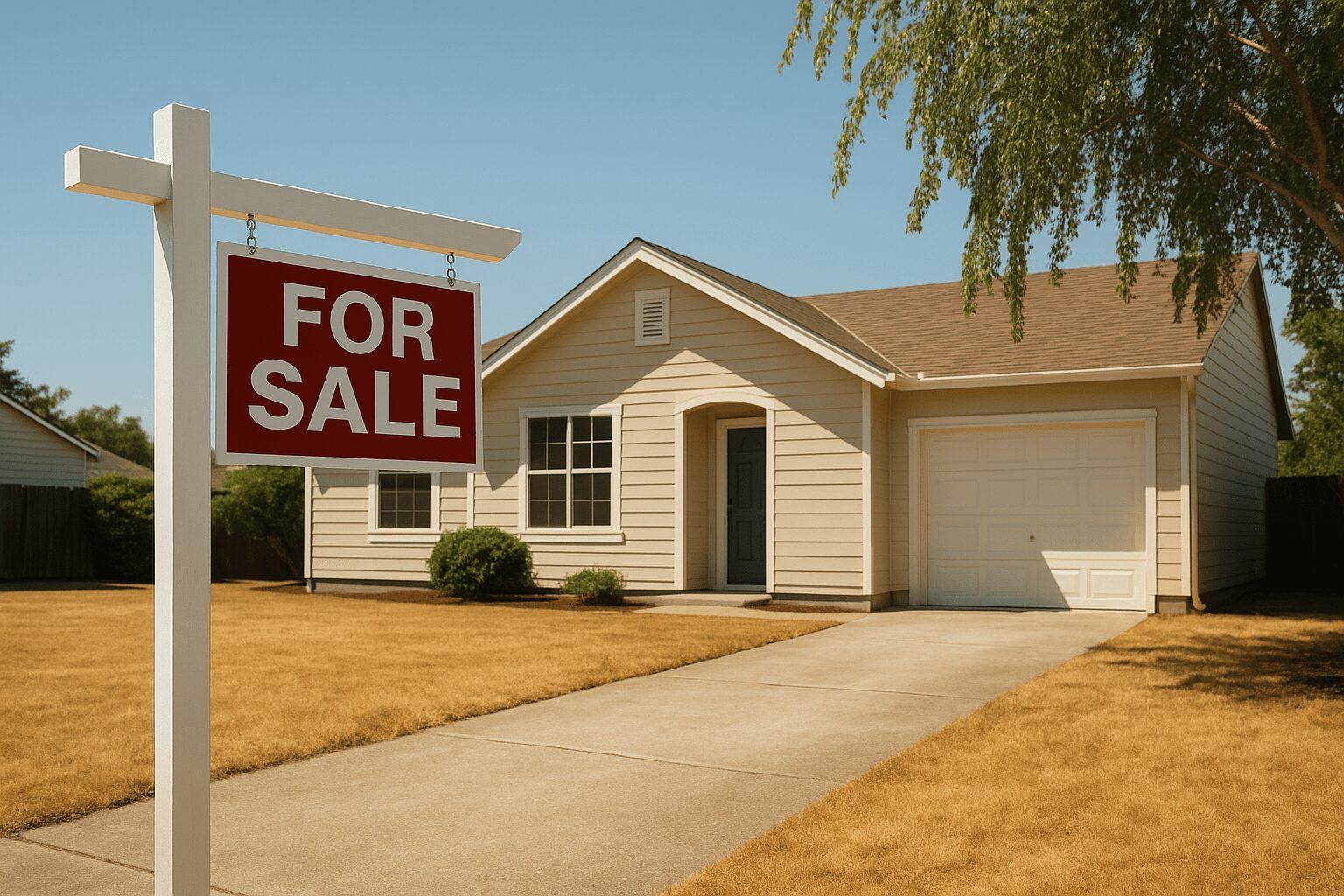 House with "For Sale" sign