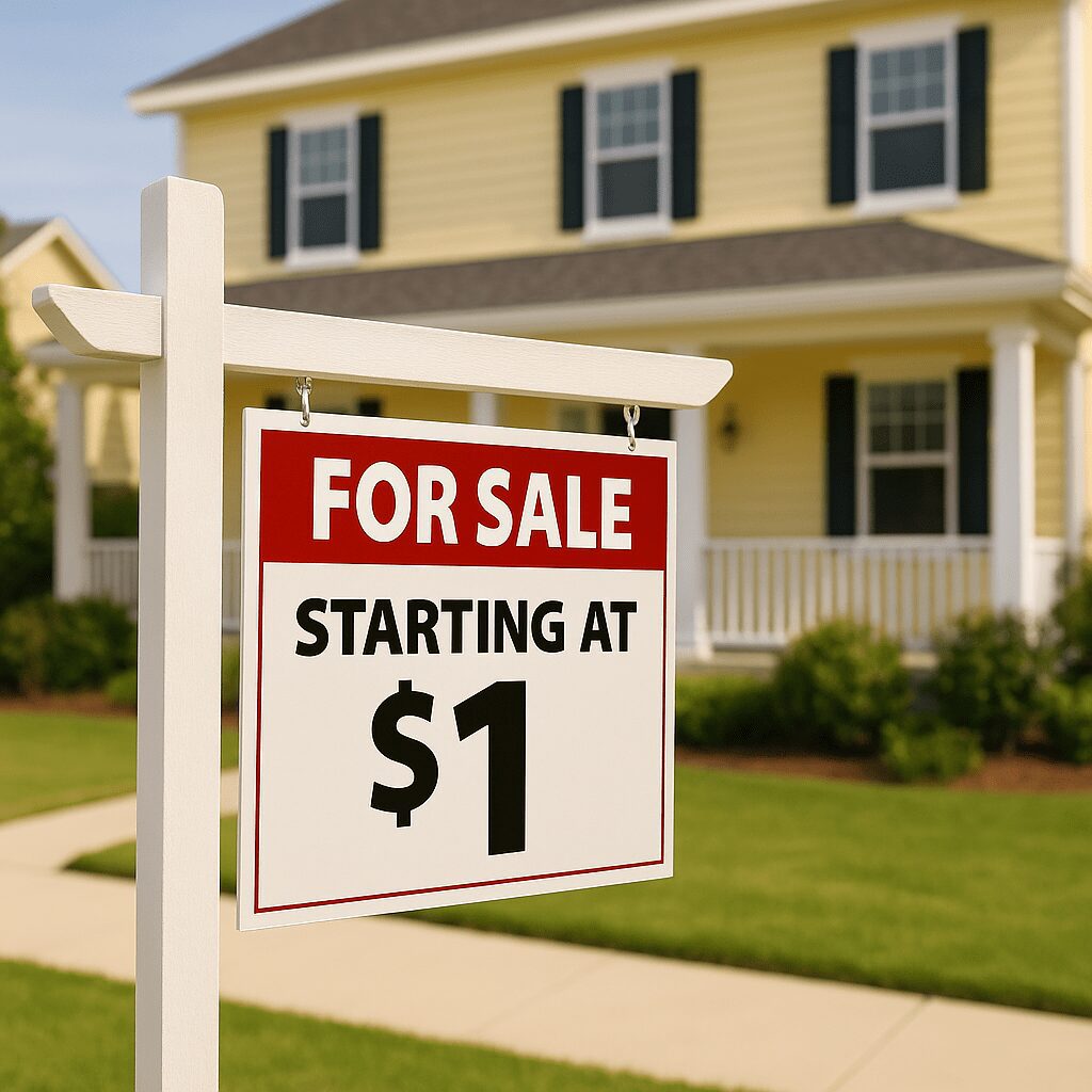 Real estate sign in front yard