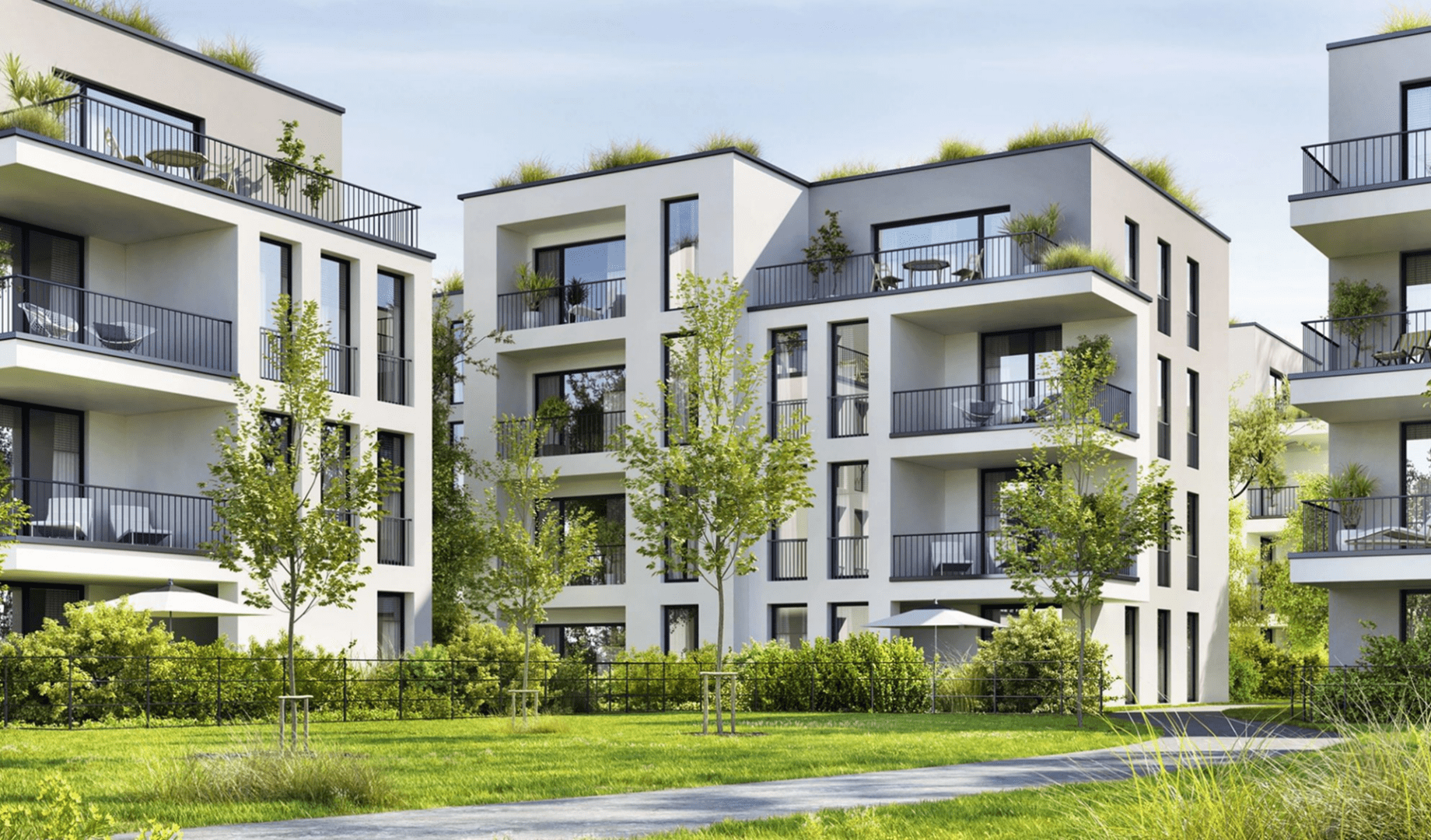 Urban apartments surrounded by nature