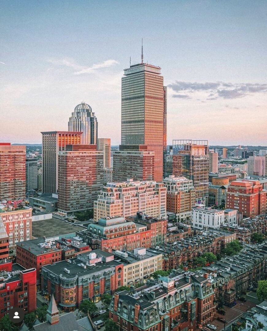 Aerial view of city architecture