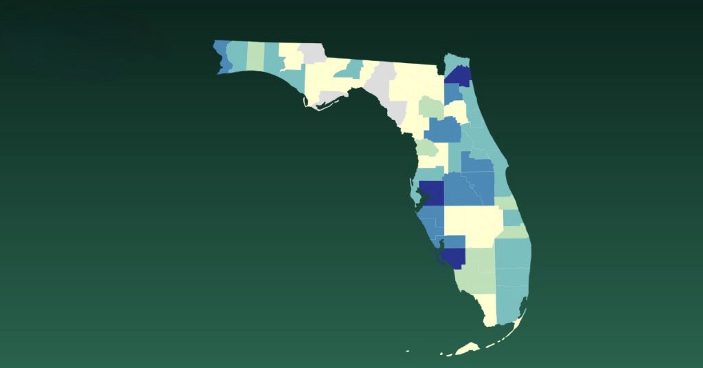 Color-coded Florida map on dark background.