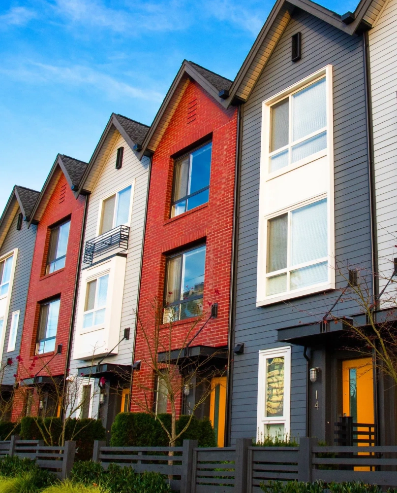 Row of contemporary urban homes