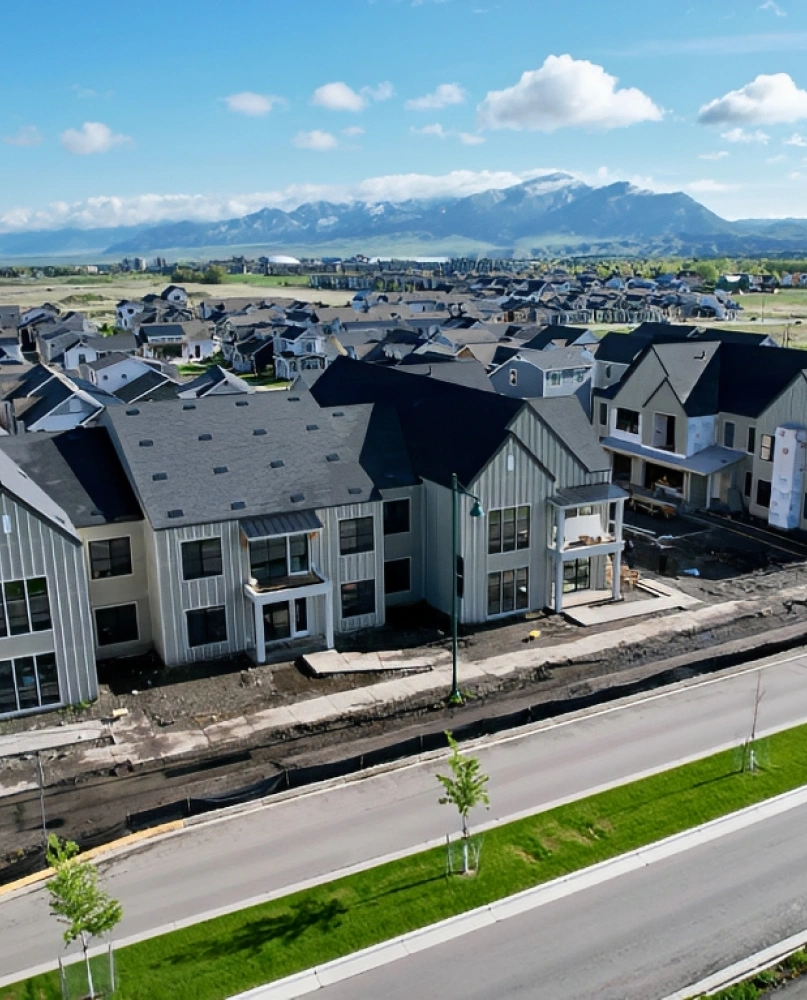 Suburban neighborhood under construction