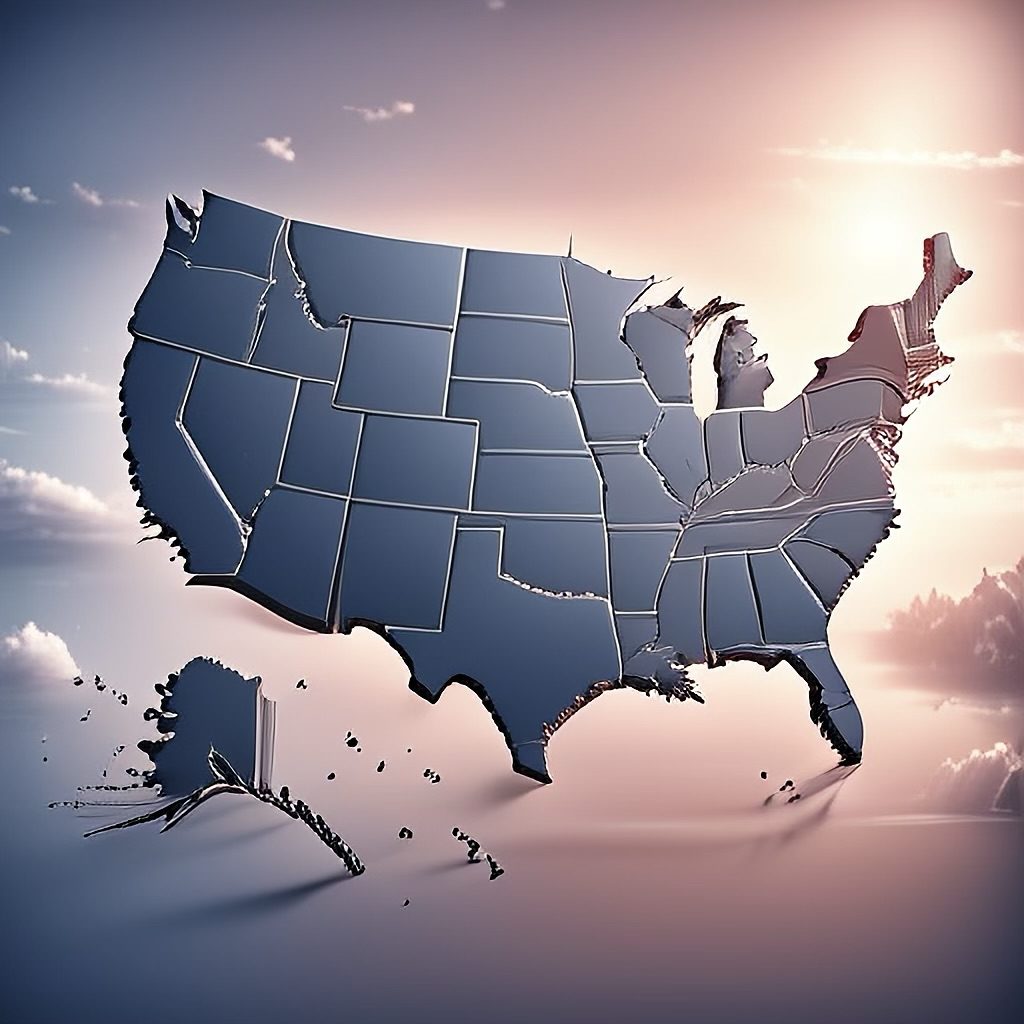 Metallic map of the United States