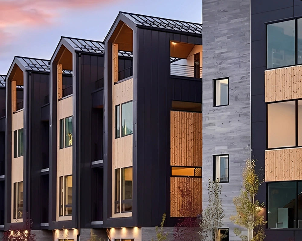 Contemporary architectural design of townhomes
