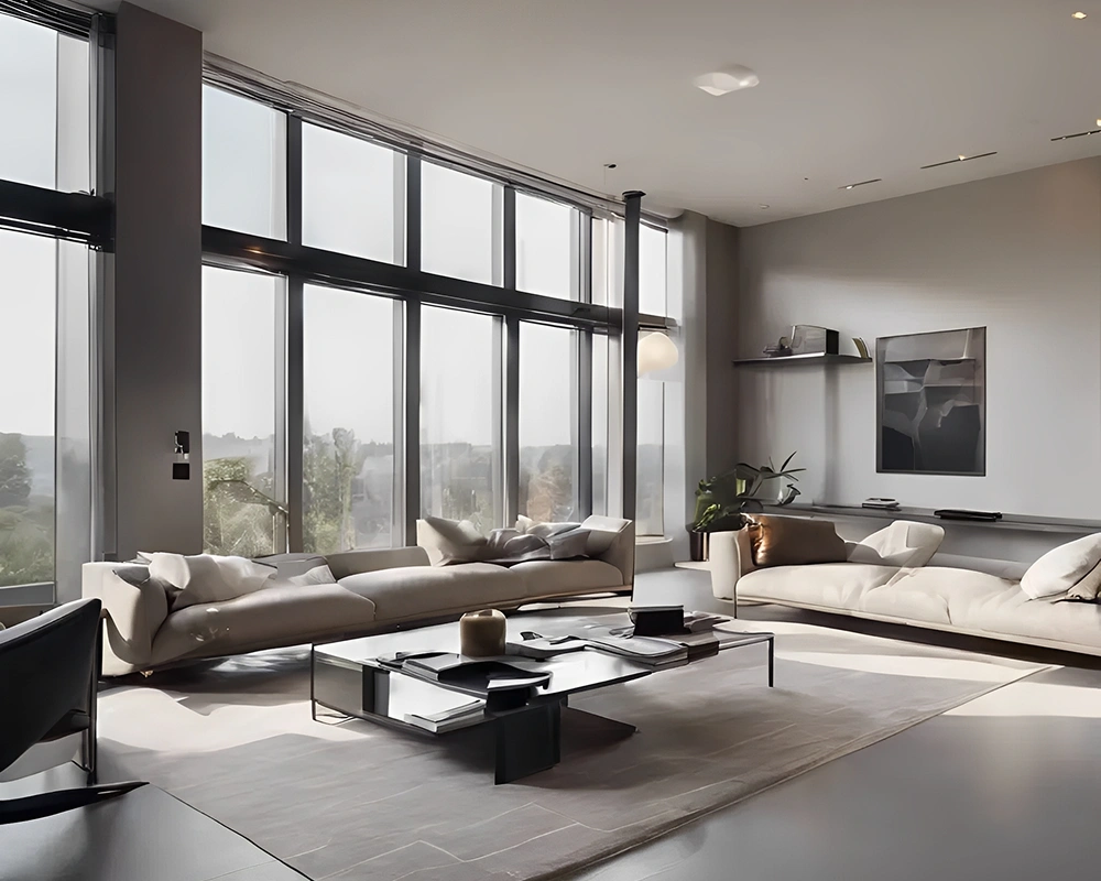 Spacious lounge area with natural light
