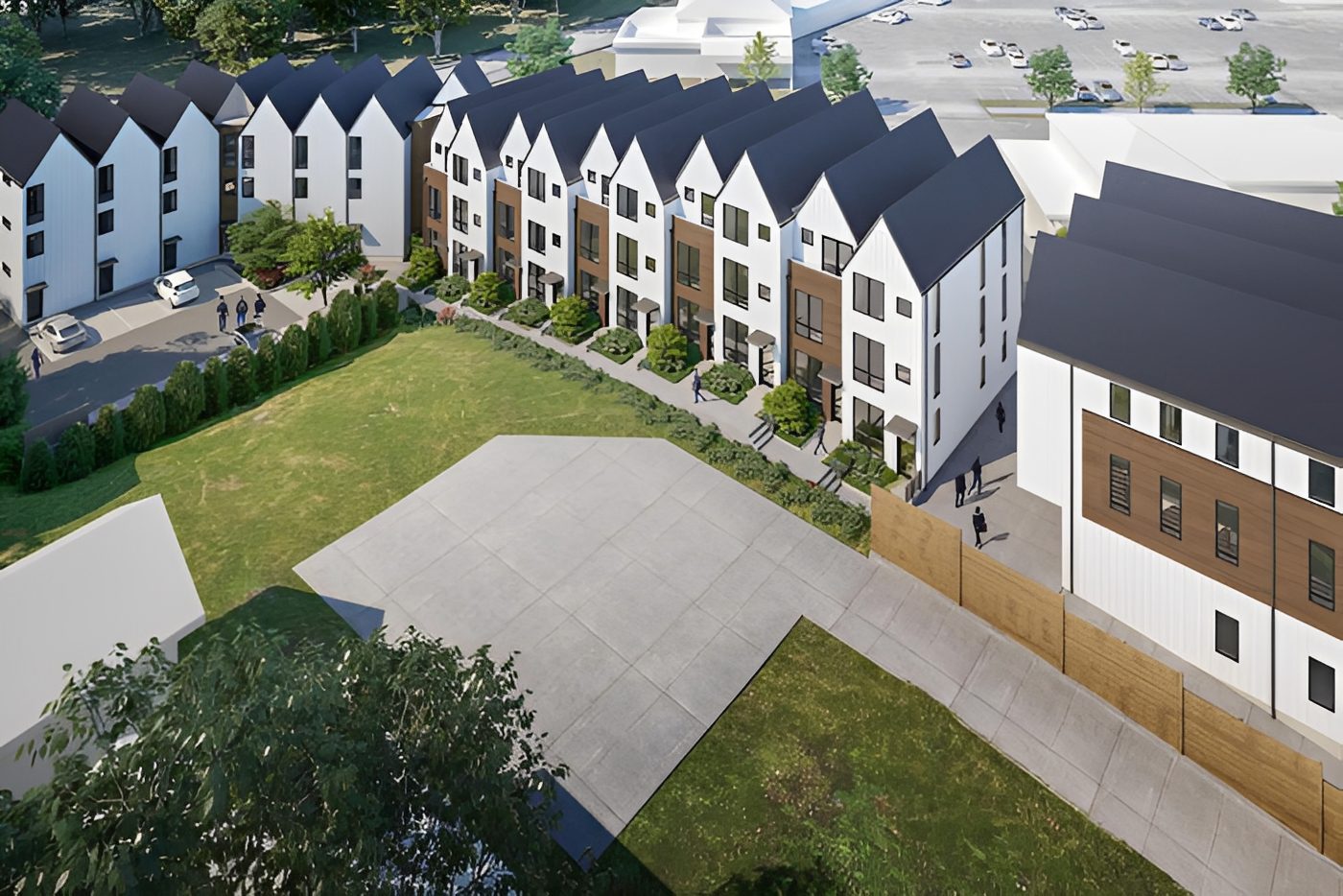 Aerial view of residential neighborhood