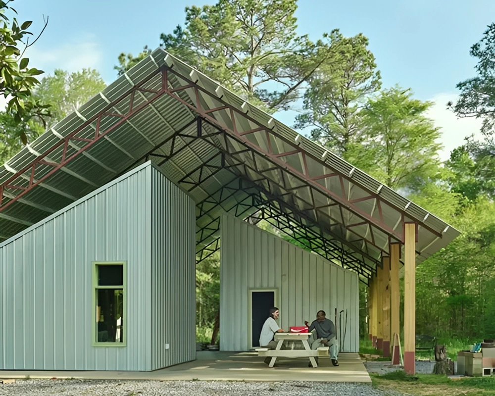 Modern house with slanted roof design